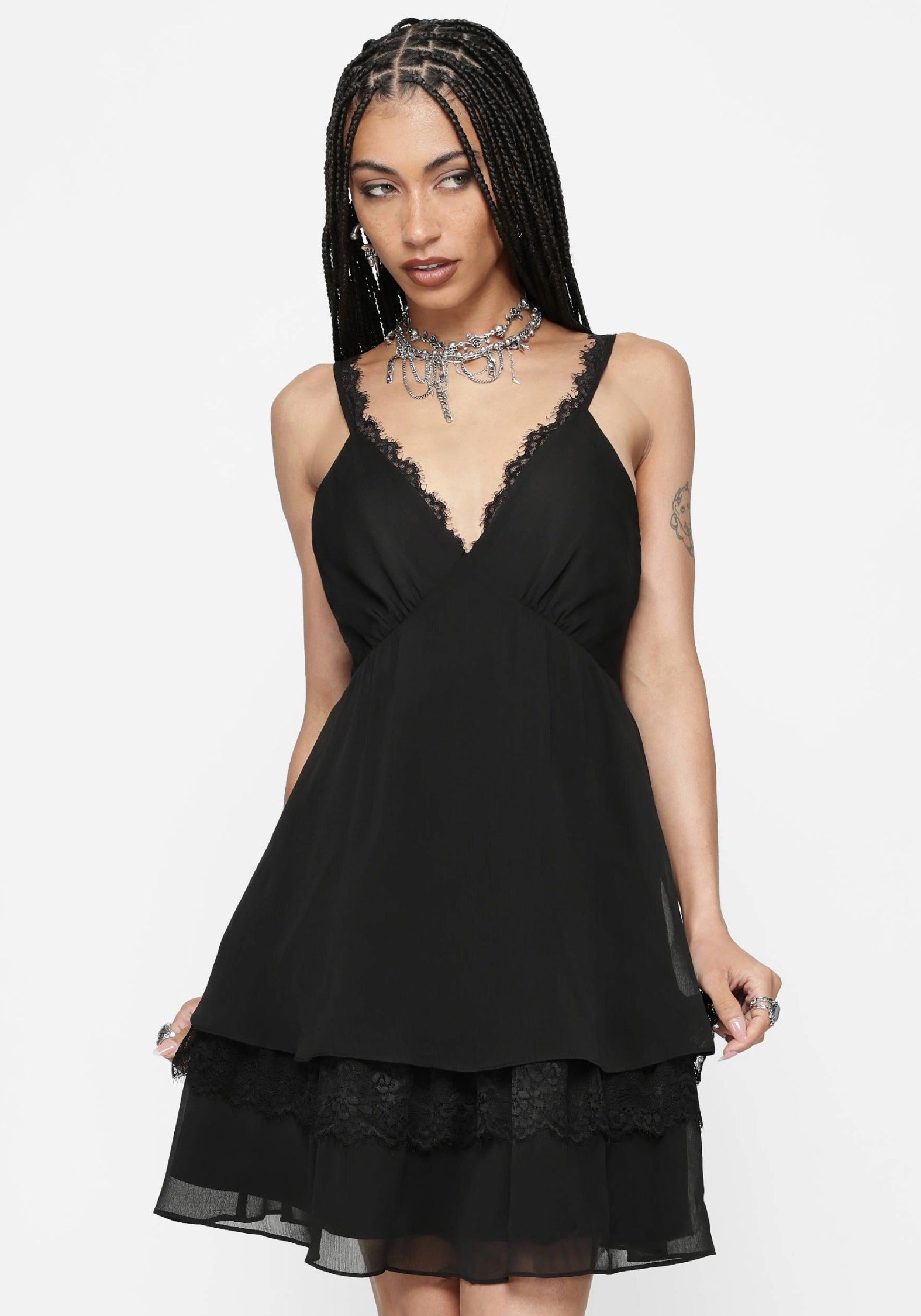 Selyth Lace Tiered Mini Dress