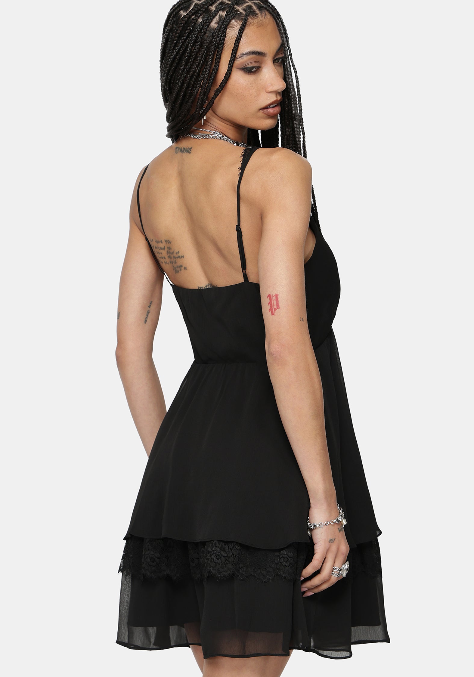 Selyth Lace Tiered Mini Dress