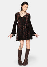 Dakota Devore Velour Flare Sleeve Mini Dress