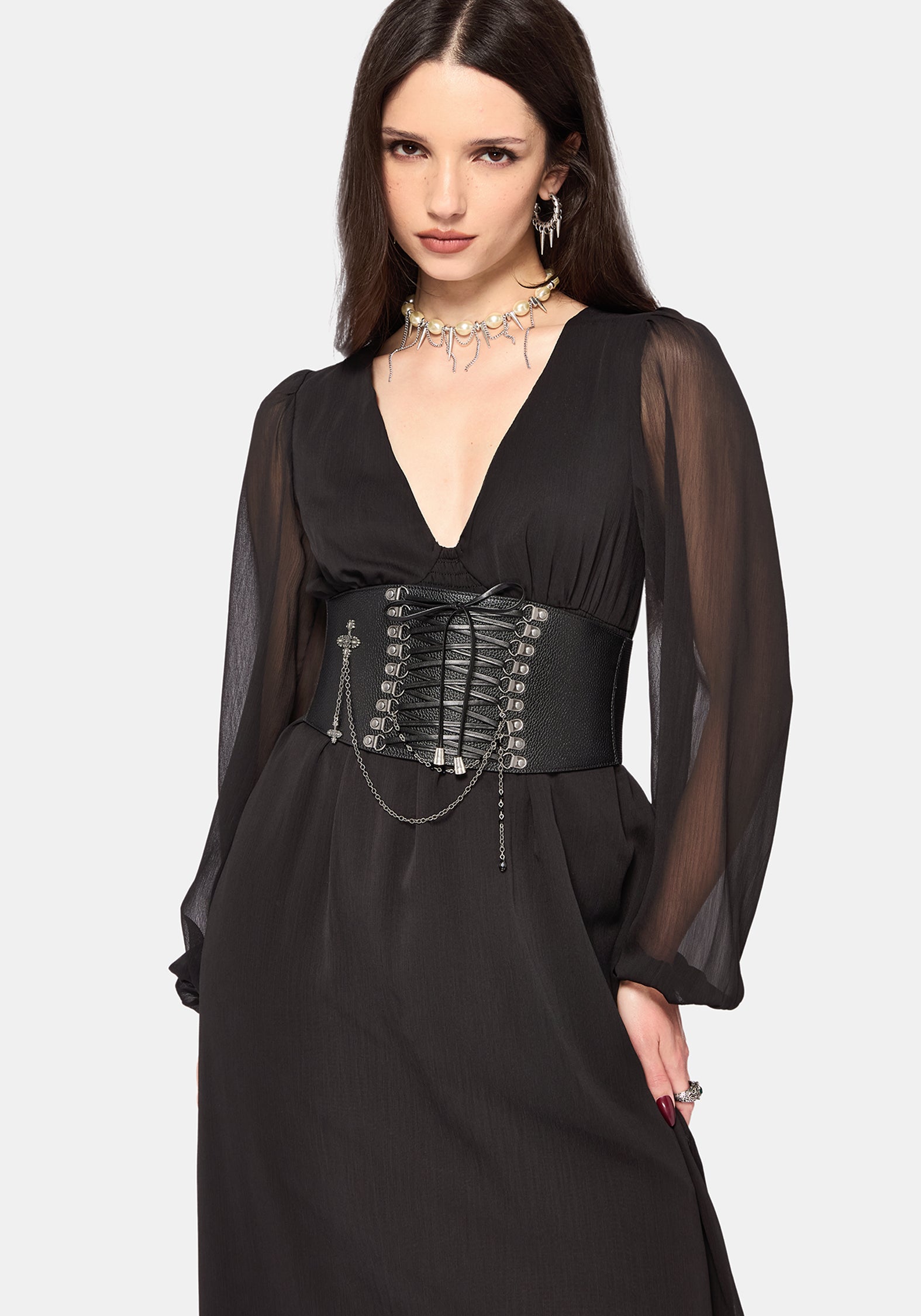 Sly Tiered Lace Trim Midaxi Dress