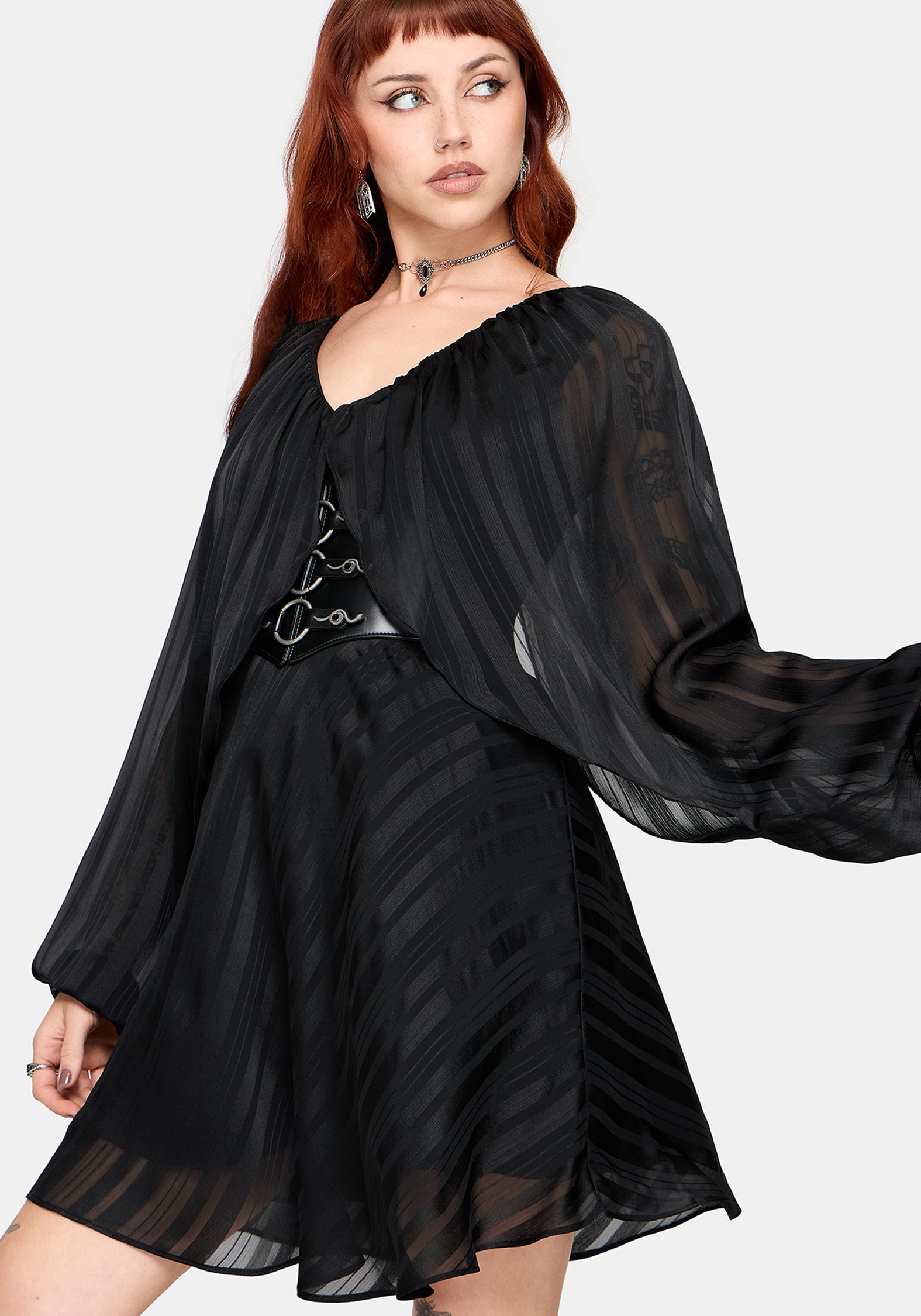 Briella Chiffon Striped Midi Dress