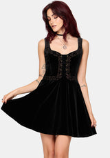 Gildra Embroidered Lace Up Front Mini Dress