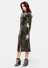 Nellie Green Velour Lace Trim Midi Dress EU 34