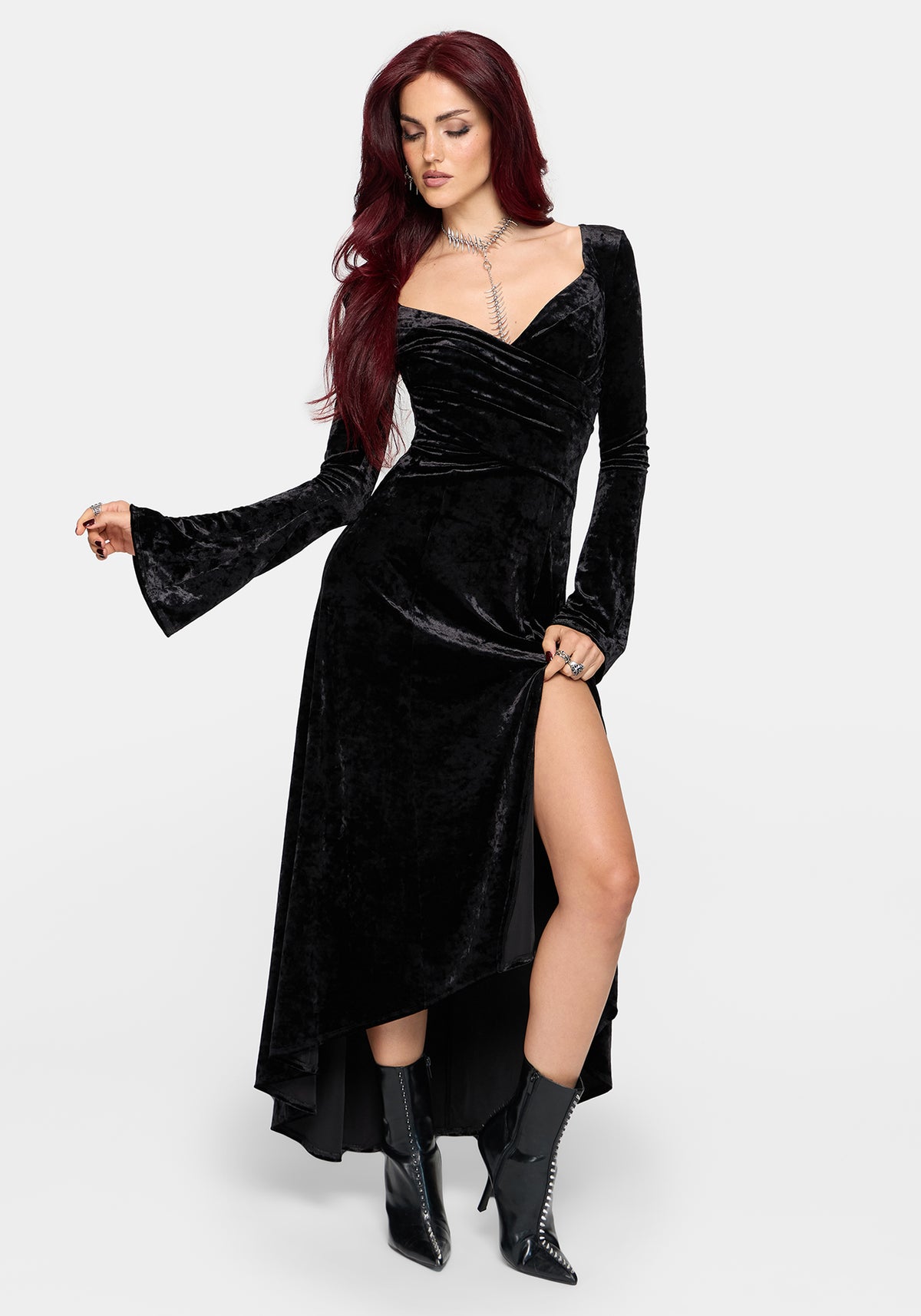 Joise Crushed Velour Wrap Front Midaxi Dress EU 34