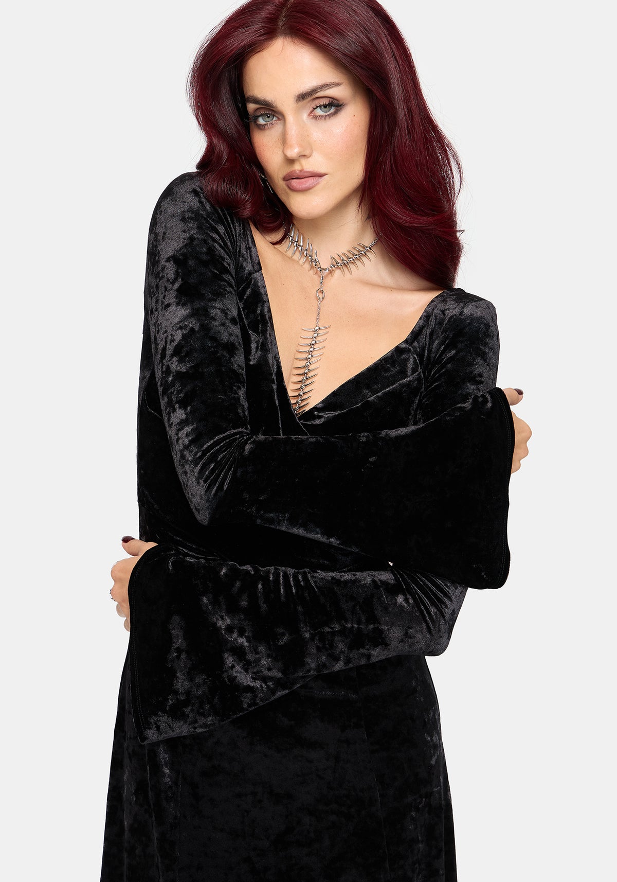 Joise Crushed Velour Wrap Front Midaxi Dress EU 34