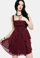 Siren Chiffon Picot Trim Mini Dress With Scarf (Two-Piece) EU 34