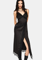 Tova Lace Trim Asymmetric Midaxi Dress