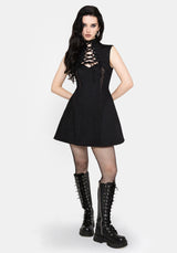 Vixelle Lace Up Front Cutout Mini Dress EU 34