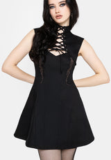 Vixelle Lace Up Front Cutout Mini Dress EU 34