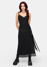 Emara Eyelet Piercing Belted Maxi Dress (Two-Piece Set) EU 34