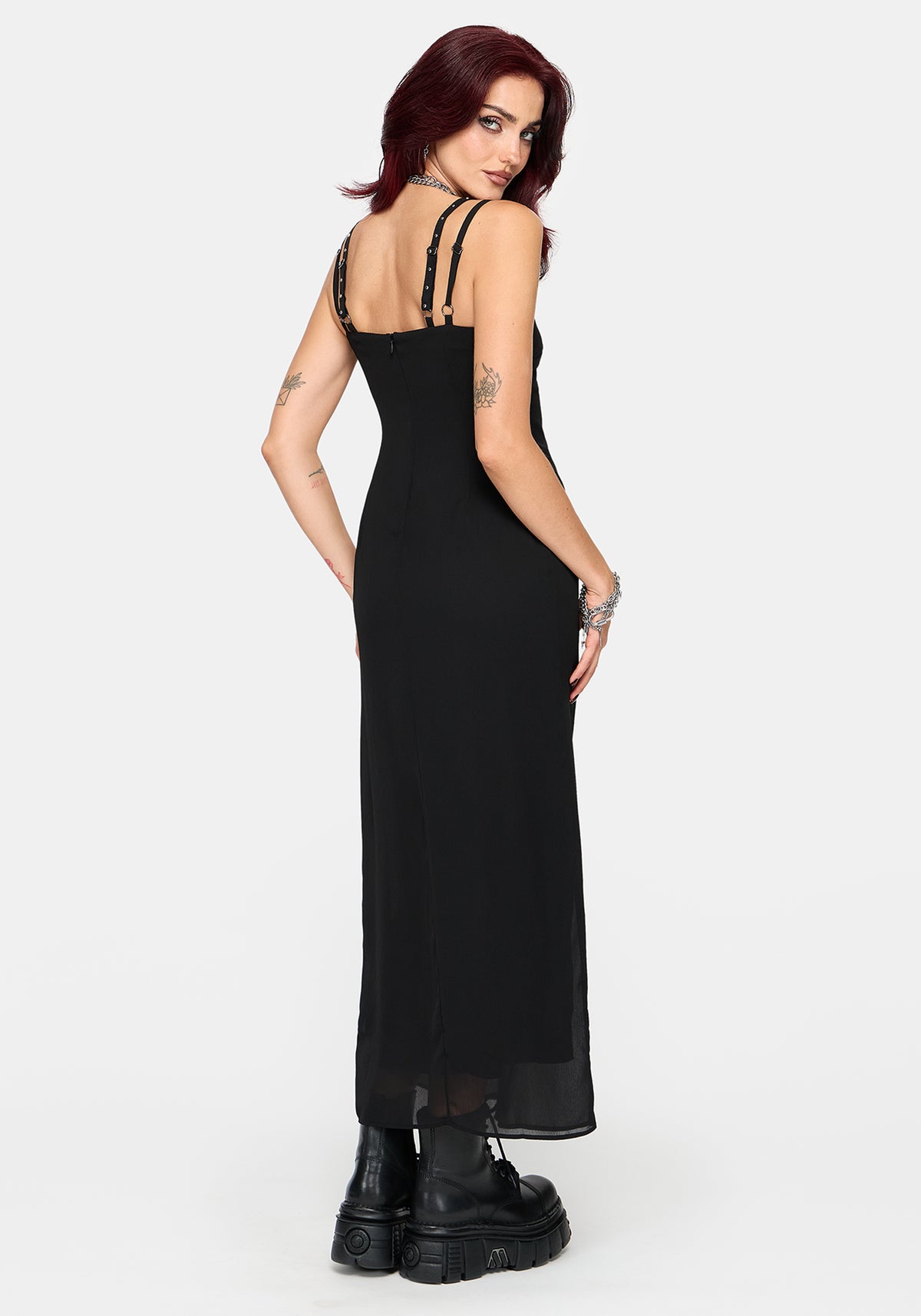 Emara Eyelet Piercing Belted Maxi Dress (Two-Piece Set) EU 34