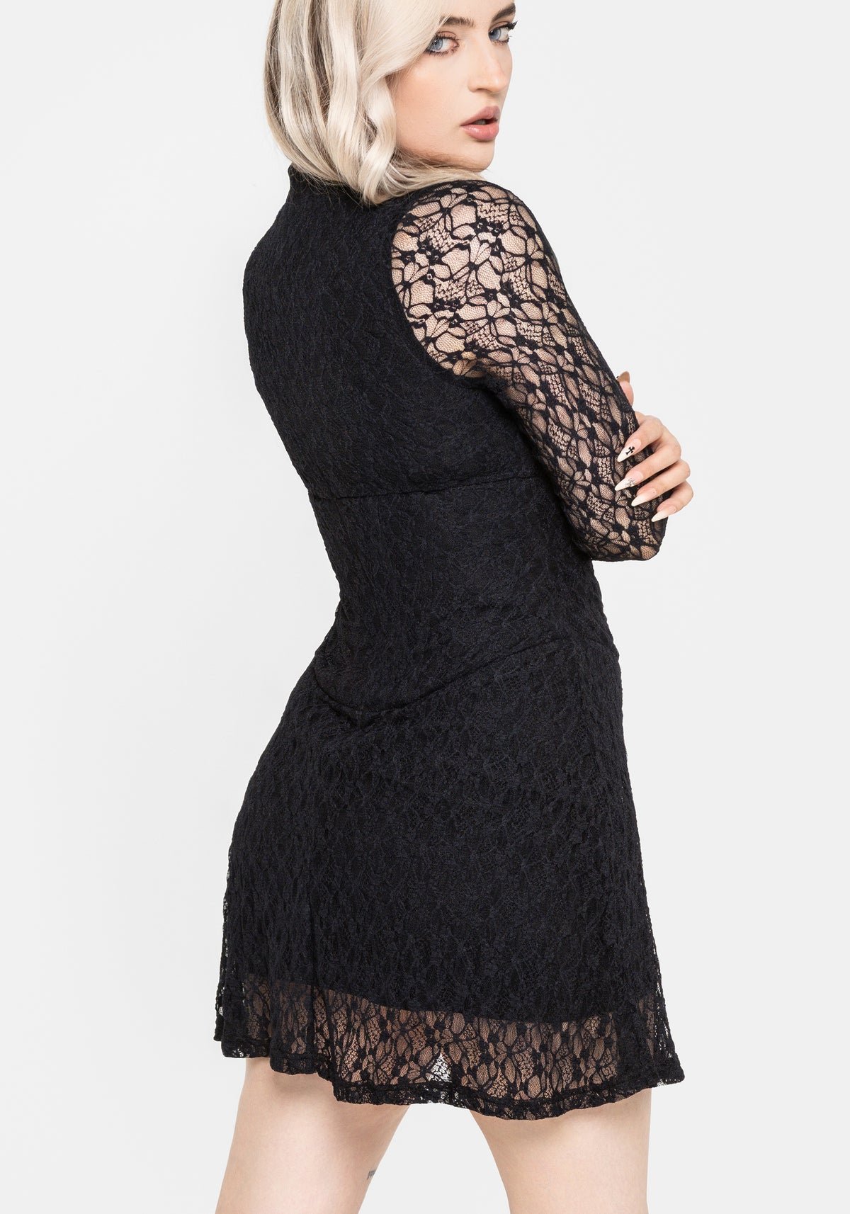 Amoura Boned Waist Corset Lace Mini Dress EU 34