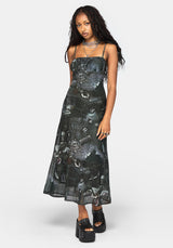 Nox Print Mesh Ruched Bust Cami Dress