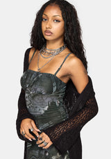 Nox Print Mesh Ruched Bust Cami Dress