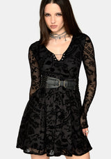 Sanct Flocked Mesh Long Sleeve Mini Dress