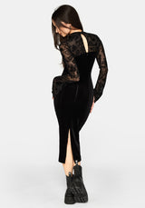 Sanct Flocked Bodycon Velour Midi Dress