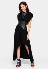 Marsail PU Corset and Jersey Maxi Dress Set (2-Piece)
