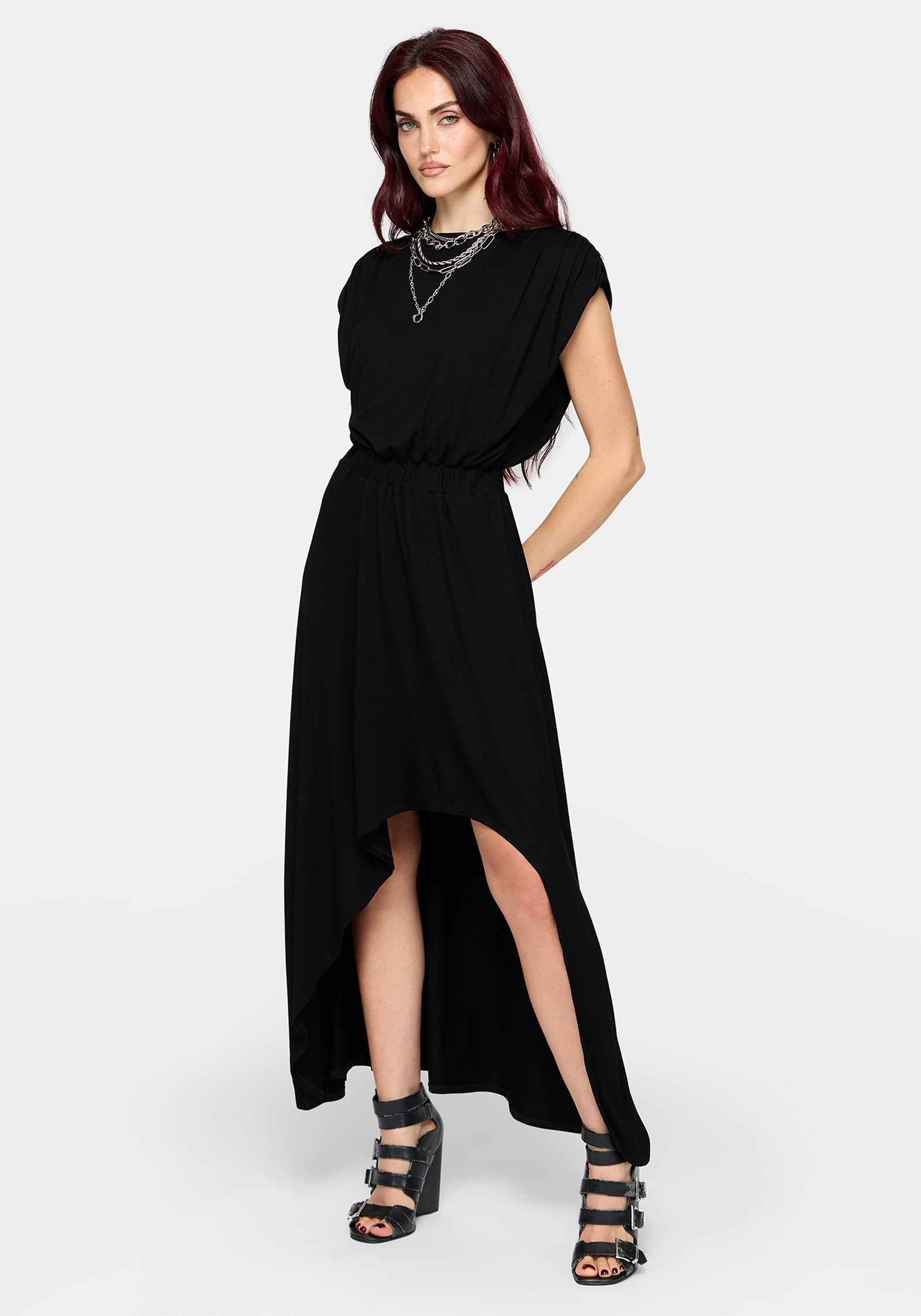 Marsail PU Corset and Jersey Maxi Dress Set (2-Piece)