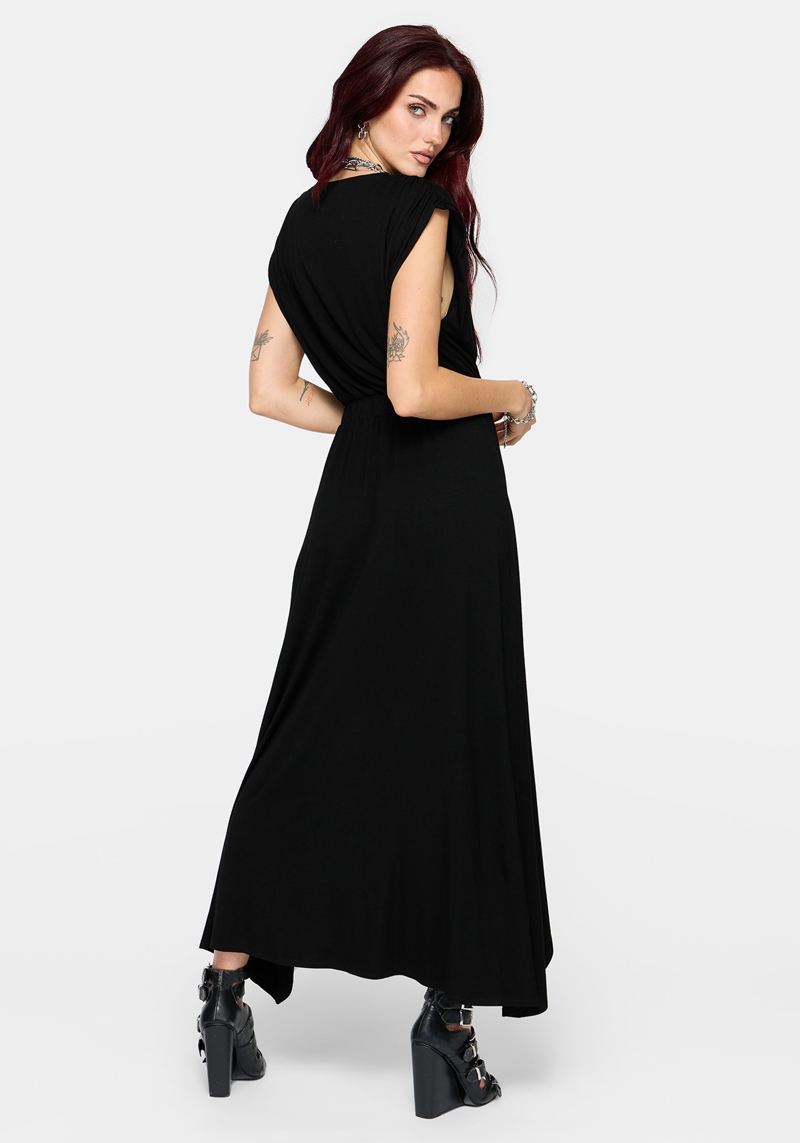 Marsail PU Corset and Jersey Maxi Dress Set (2-Piece)