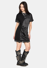 Allesandra Contrast Fabric Twist T-Shirt Dress