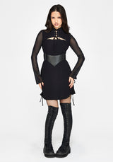 Veya Cut Out Lace Up Sleeve Mini Dress
