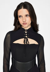 Veya Cut Out Lace Up Sleeve Mini Dress