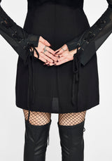 Veya Cut Out Lace Up Sleeve Mini Dress
