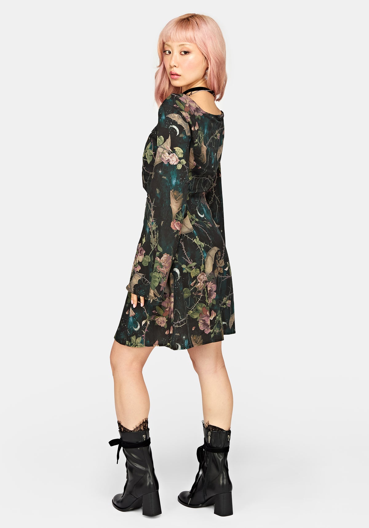 Atilla Print Cowl Neck Mini Dress