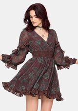 Pact Paisley Frill Sleeve Mini Dress