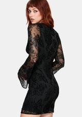 Hexborn Baba Yaga Flocked Ruched Mini Dress