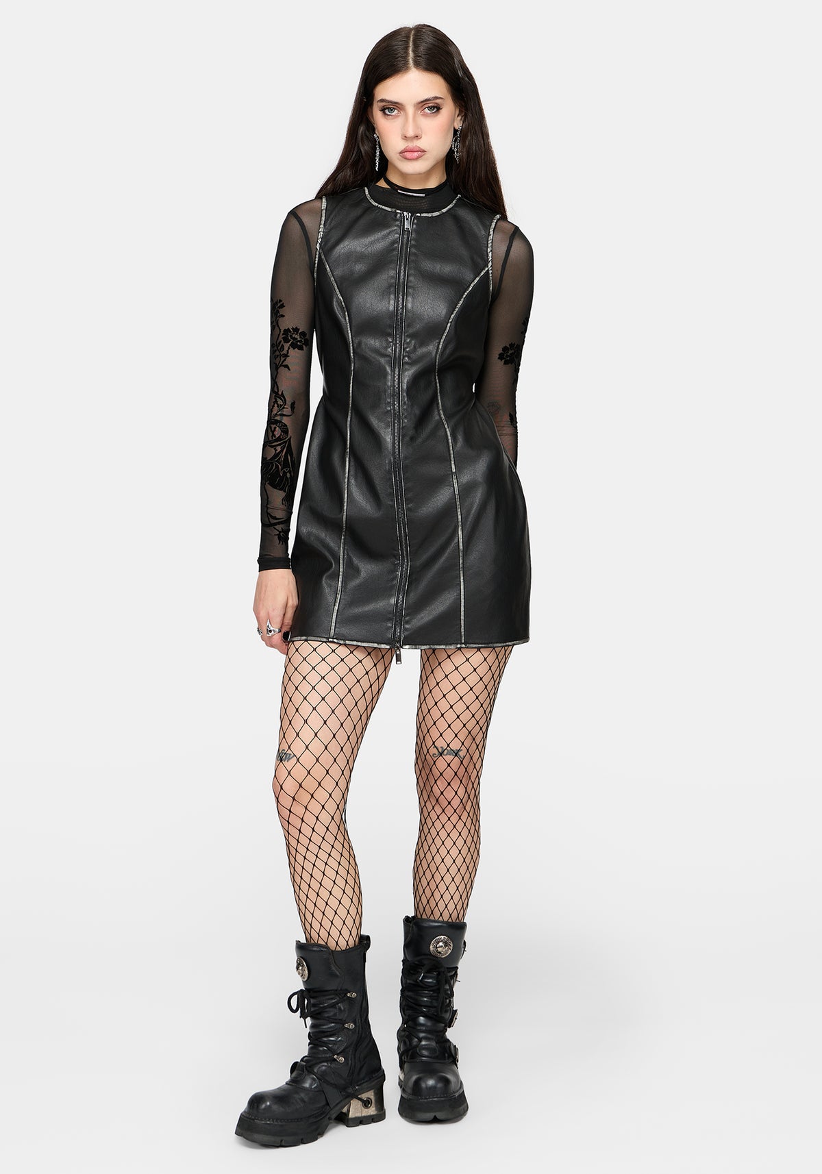 Lavinia Zipper Front PU Mini Dress