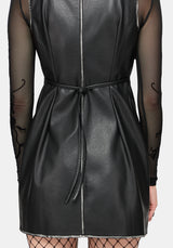 Lavinia Zipper Front PU Mini Dress