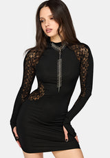 Adalyn Lace Panelled Bodycon Mini Dress