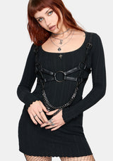 Lucera Pointelle Long Sleeve Mini Dress