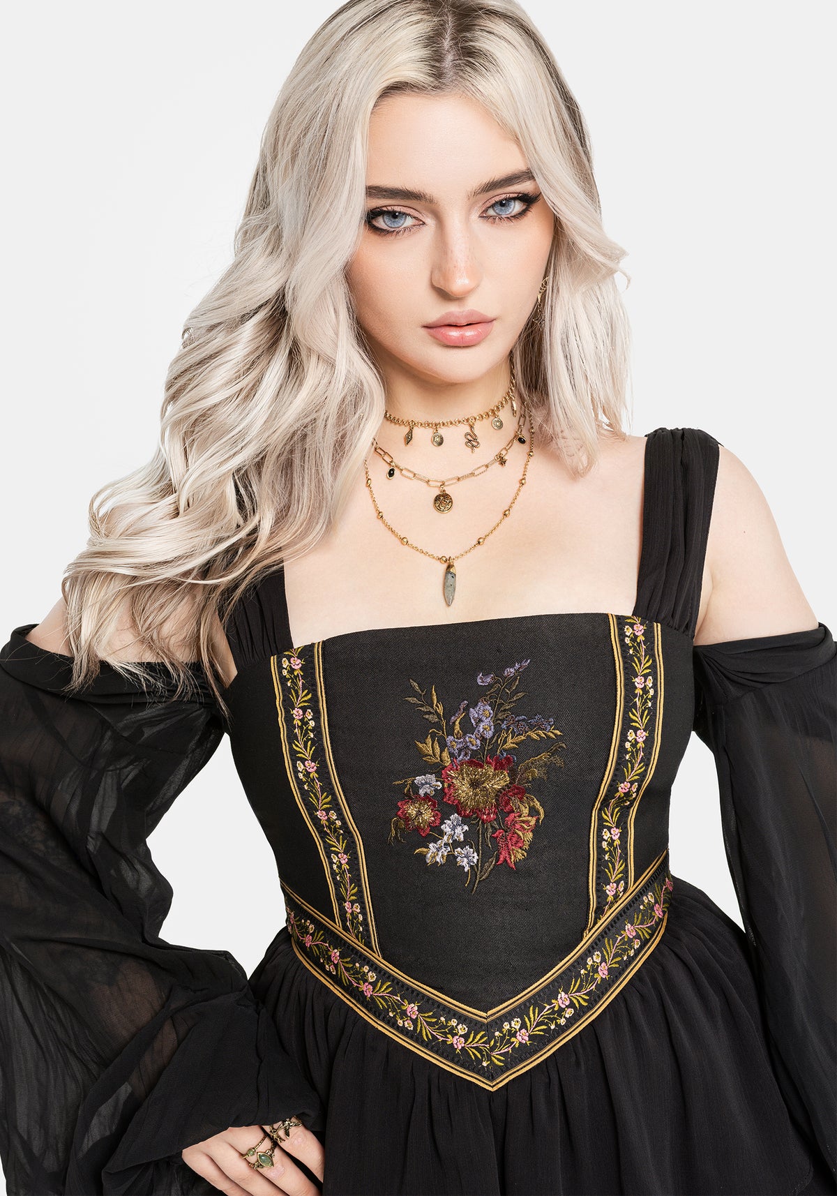 Lilet Boho Embroidered Corset Mini Dress EU 34