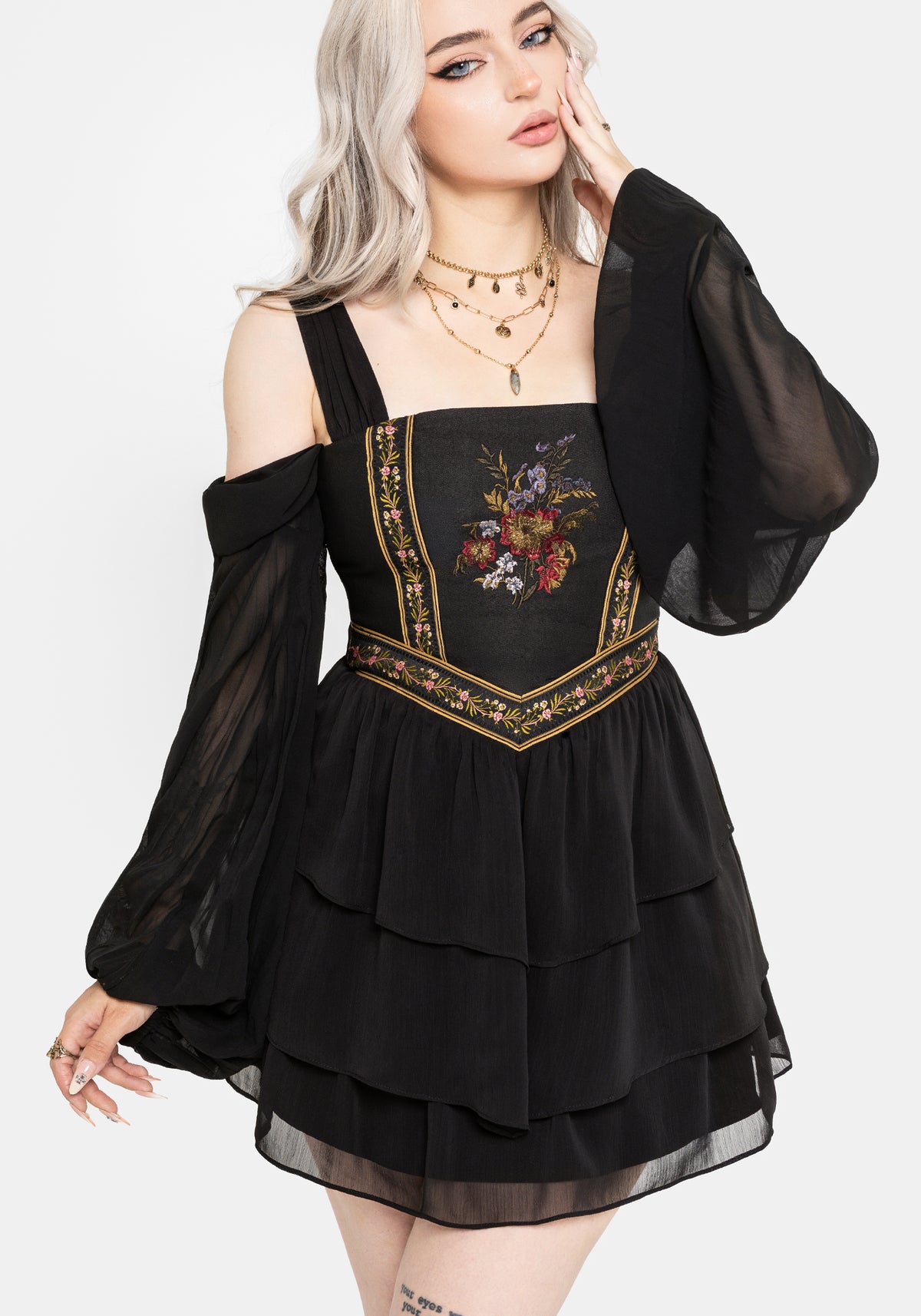 Lilet Boho Embroidered Corset Mini Dress EU 34