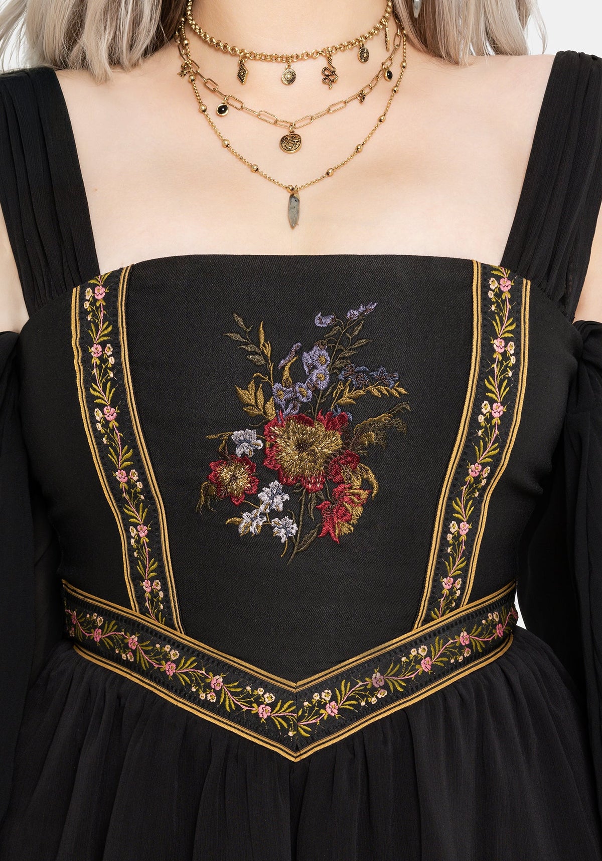 Lilet Boho Embroidered Corset Mini Dress EU 34