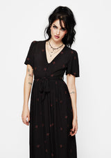 Sublime Witches Knot Embroidered Button Up Midi Dress