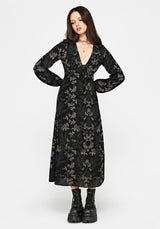 Azolla Fern Crinkle Long Sleeve Midi Dress