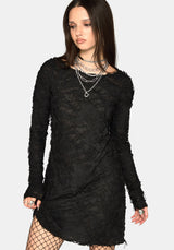 Alden Distressed Long Sleeve Mini Dress