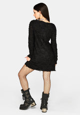 Alden Distressed Long Sleeve Mini Dress