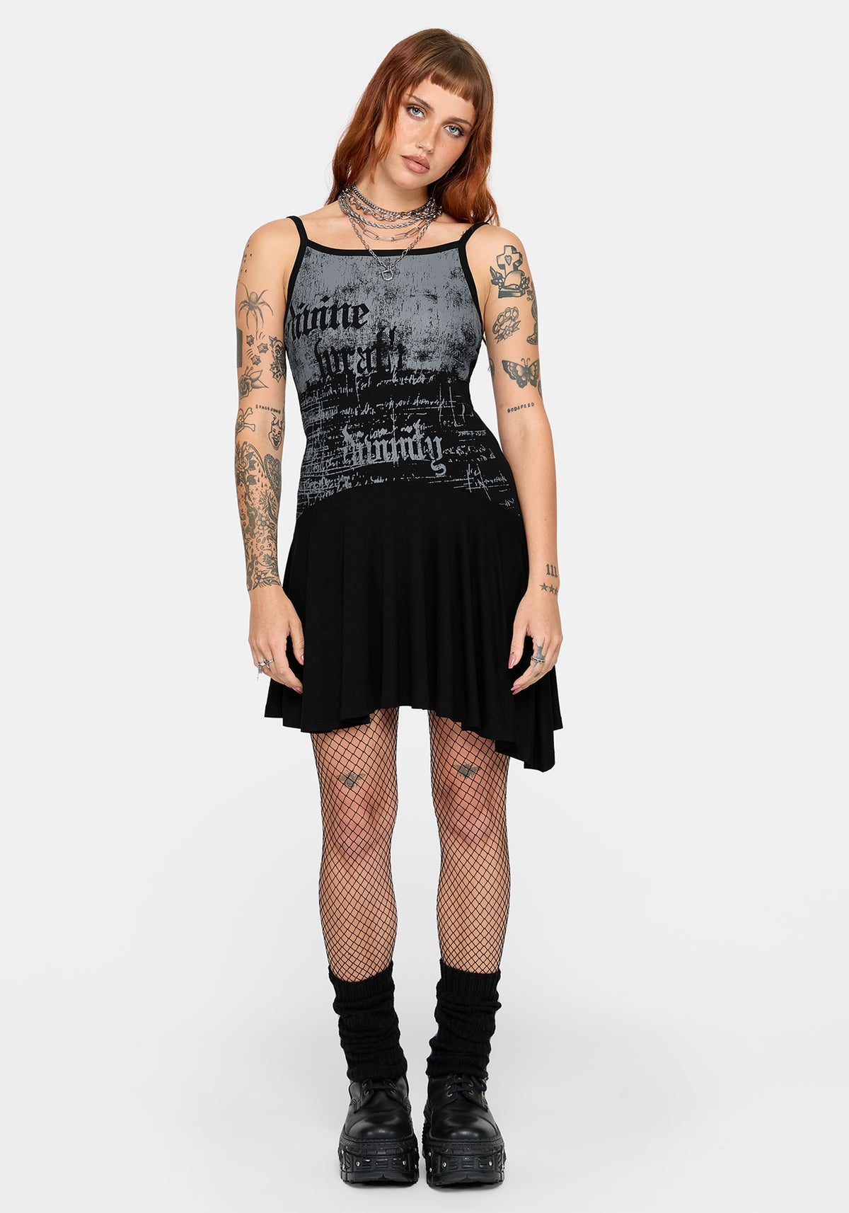Zael Asymmetrisch Saum Graphic Camisole Minikleid