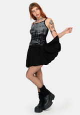 Zael Asymmetric Hem Graphic Cami Mini Dress