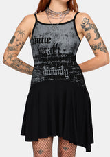 Zael Asymmetric Hem Graphic Cami Mini Dress
