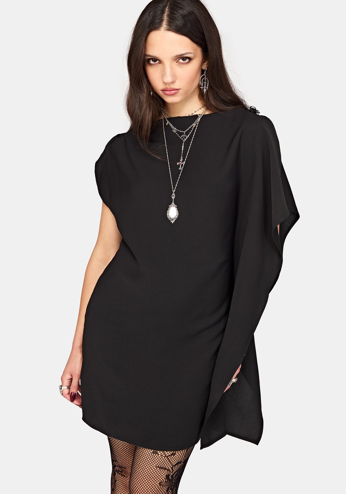 Orlina One-Shoulder Cape Mini Dress EU 34