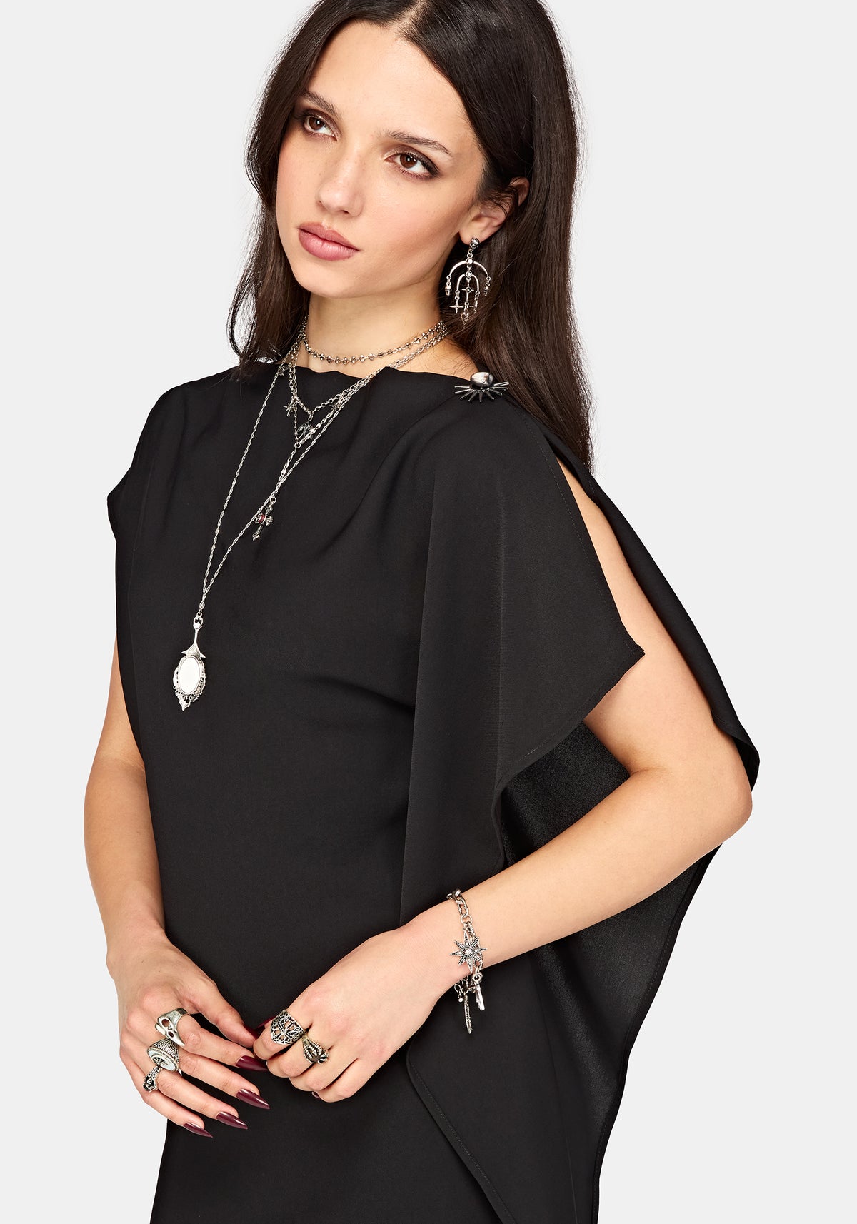 Orlina One-Shoulder Cape Mini Dress EU 34