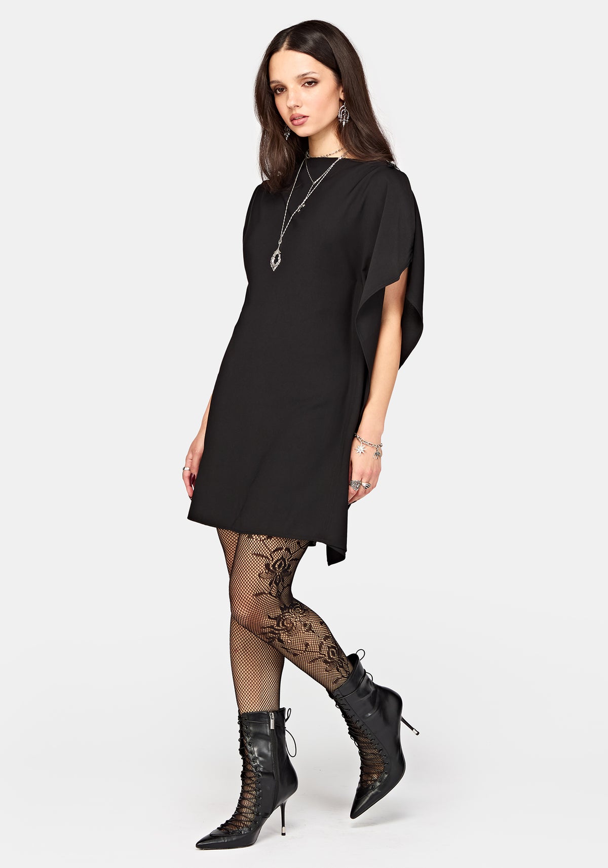 Orlina One-Shoulder Cape Mini Dress EU 34