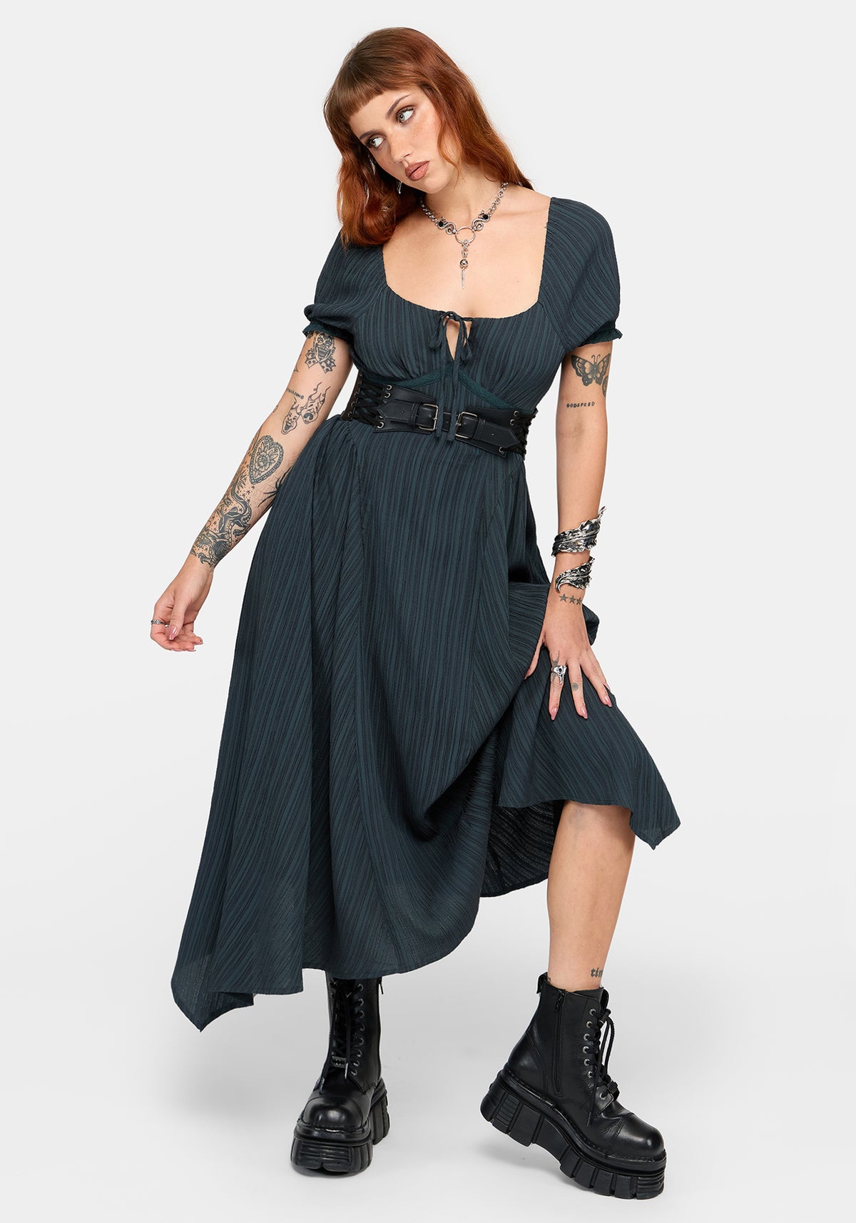 Fenella Keyhole Midikleid - Grün