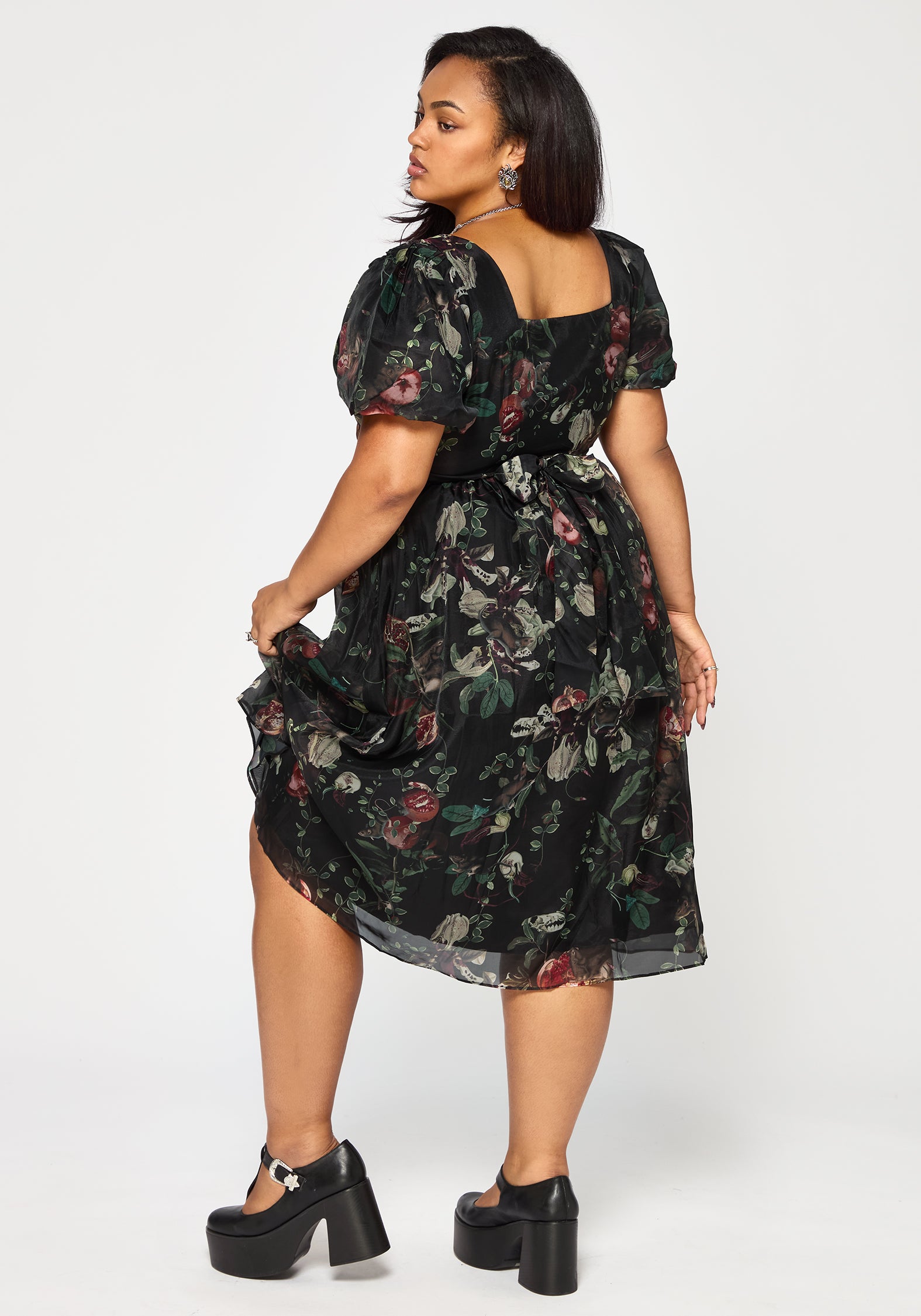 Anara Fruit Print Twist Front Midaxi Dress