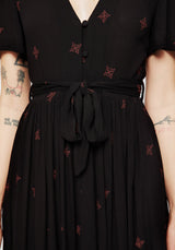 Sublime Witches Knot Embroidered Button Up Midi Dress